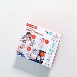 Skip Hop EasyPack Travel Feeding Set 4Pc Folding Sippy Straw Cup Spill-Resistant